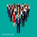 Flat illustration of a leader and a team. a crowd of men