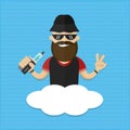 Flat illustration of man with vape character Royalty Free Stock Photo