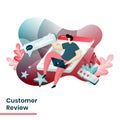 Flat Illustration Modern people and Business concept for Customer Review. Landing page design for website and mobile website,