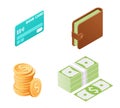 Flat illustration of money isometric icon set.