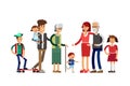 Flat illustration multi-generation family