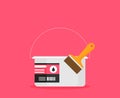 Flat illustration Paint Can with Brush vector for web design Royalty Free Stock Photo