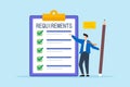Flat illustration of product developer hold pencil confirm requirement checklist Royalty Free Stock Photo