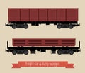 The flat illustration railcars