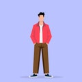 Flat illustration of a stylish man in a stand with his hands in his pockets abstract vector Royalty Free Stock Photo