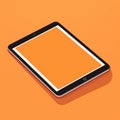 Flat illustration of a tablet on an orange background. Simple hand-drawn icon of a tablet. Digital illustration. Royalty Free Stock Photo