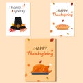 Flat illustration of thanksgiving set card on cream color background Royalty Free Stock Photo