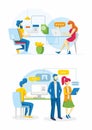 Flat illustration with the theme of working to build a network