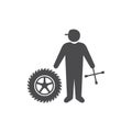 Flat illustration of tire mechanic