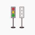 Flat illustration traffic light icon with simple shadow
