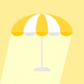 Yellow parasol icon with long shadow.