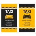 Business card of the taxi. Service of a call of the cab car front view.