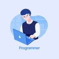 Flat Illustration Vector Profession Programmer