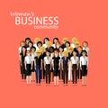 Flat illustration of women business community. a large group of business women or politicians. summit or conference family image