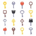 Flat illustrations of different type of keys Royalty Free Stock Photo