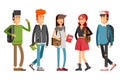 Flat illustratuion set of students