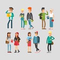 Flat illustratuion set of students