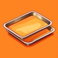 Flat image of a baking dish and baking tray on an orange background. Simple vector icon of baking pans and trays.
