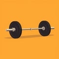 Flat image of barbell on orange background. Simple vector image of a barbell. Digital illustration.