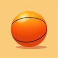Flat image of an basketball ball on an orange background. Simple vector image of an basketball ball. Digital illustration. Royalty Free Stock Photo
