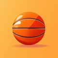 Flat image of an basketball ball on an orange background. Simple vector image of an basketball ball. Digital illustration. Royalty Free Stock Photo