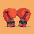 Flat image of boxing gloves on orange background. Simple vector image of boxing gloves. Digital illustration. Royalty Free Stock Photo