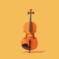 Flat image of a cello on an orange background. Simple vector image of a cello. Digital illustration.