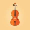 Flat image of a cello on an orange background. Simple vector image of a cello. Digital illustration.