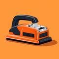 Flat image of an electric planer on an orange background. Simple vector image of an electric planer. Digital illustration.