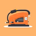 Flat image of an electric planer on an orange background. Simple vector image of an electric planer. Digital illustration.