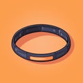 Flat image of fitness bracelet on orange background. Simple vector icon of a fitness bracelet. Digital illustration.