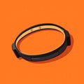 Flat image of fitness bracelet on orange background. Simple vector icon of a fitness bracelet. Digital illustration.