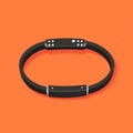 Flat image of fitness bracelet on orange background. Simple vector icon of a fitness bracelet. Digital illustration.