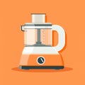 Flat image of food processor on orange background. Simple vector icon of a food processor. Digital illustration. Royalty Free Stock Photo