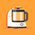 Flat image of food processor on orange background. Simple vector icon of a food processor. Digital illustration. Royalty Free Stock Photo