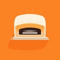 Flat image of a kitchen hood on an orange background. Simple vector icon of a kitchen hood. Digital illustration. Royalty Free Stock Photo