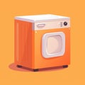 Flat image of laundry freezer on orange background. Simple vector icon of a freezer. Digital illustration. Royalty Free Stock Photo