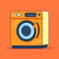 Flat image of laundry freezer on orange background. Simple vector icon of a freezer. Digital illustration. Royalty Free Stock Photo