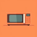 Flat image of microwave oven on orange background. Simple vector icon of a microwave oven. Digital illustration. Royalty Free Stock Photo