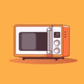 Flat image of microwave oven on orange background. Simple vector icon of a microwave oven. Digital illustration. Royalty Free Stock Photo