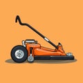 Flat image of motorized brushcutter on orange background. Simple vector image of a brushcutter. Digital illustration