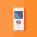 Flat image of an MP3 player on an orange background. Simple vector icon of an MP3 player. Digital illustration. Royalty Free Stock Photo