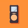 Flat image of an MP3 player on an orange background. Simple vector icon of an MP3 player. Digital illustration. Royalty Free Stock Photo