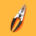 Flat image of nail scissors on orange background. Simple vector image of nail scissors. Digital illustration