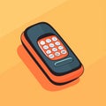 Flat image of a push button telephone on an orange background. Simple vector icon of a push button phone. Digital illustration Royalty Free Stock Photo