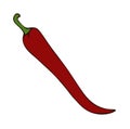Flat image of a red chili pepper. Vector illustration. Summer season Royalty Free Stock Photo