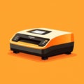 Flat image of a scanner on an orange background. Simple vector icon of a scanner. Digital illustration Royalty Free Stock Photo