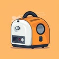 Flat image of a steam cleaner on an orange background. Simple vector icon of a steam cleaner. Digital illustration.