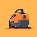 Flat image of a steam cleaner on an orange background. Simple vector icon of a steam cleaner. Digital illustration.