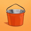 Flat image of a utility bucket on an orange background. Simple vector image of a utility bucket. Digital illustration.